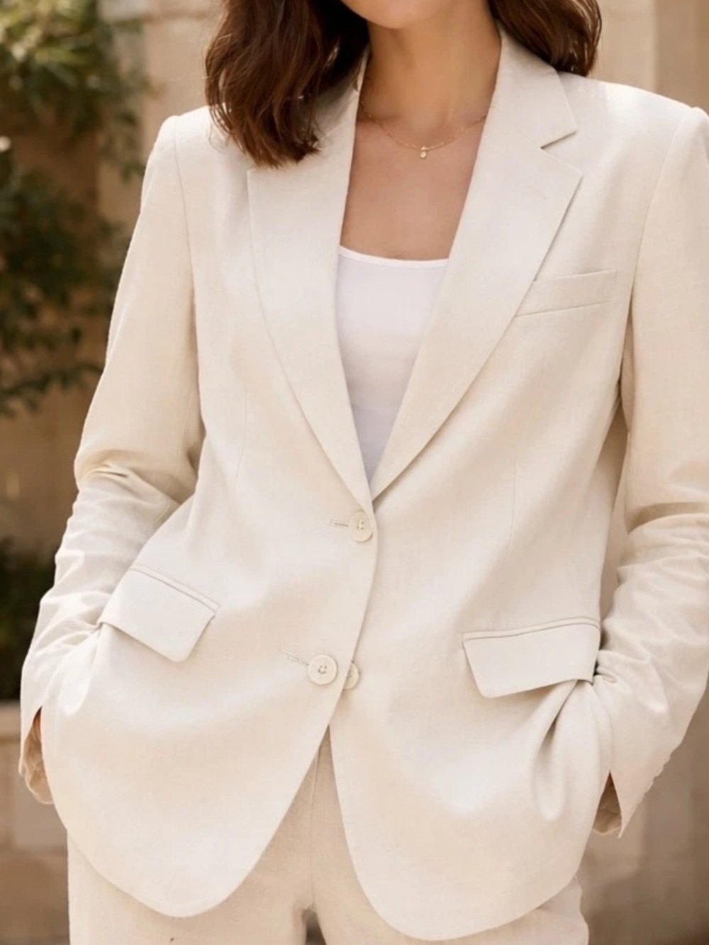 NWT Everlane The Oversized Blazer European  Flax Linen  Cotton Cream Bone  Sz 4